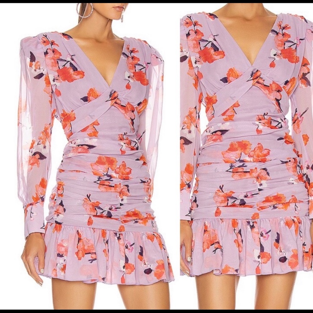 NICHOLAS Gathered Frill Lavender Dress